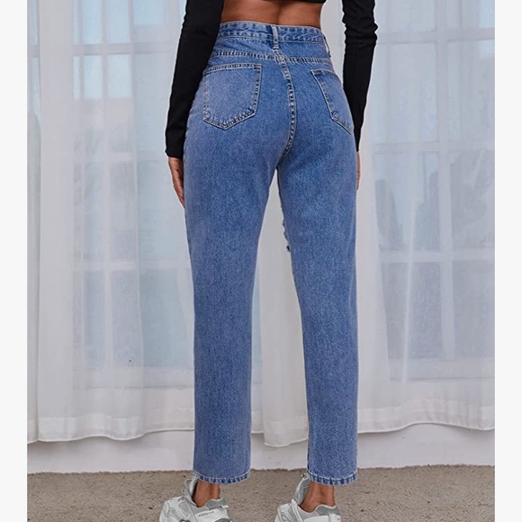 NWT POTILI Women Jeans Ripped Mom Jean High Waisted, Sz Small - Picture 3 of 7